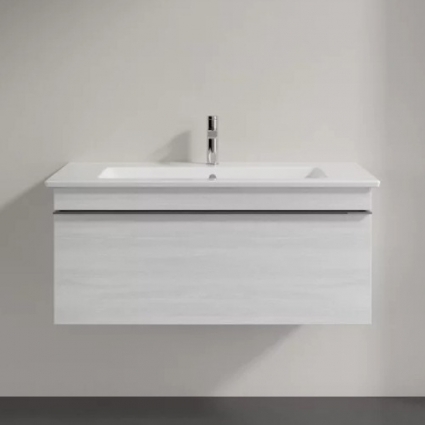 Тумба для комплекта Villeroy & Boch Venticello 95 white wood, с ручкой хром, подвесная, с ящиками