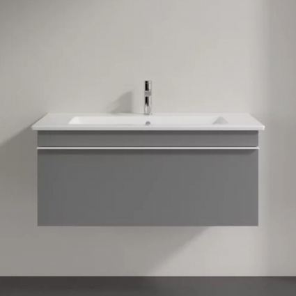 Тумба для комплекта Villeroy & Boch Venticello 95 glossy grey, с белой ручкой, подвесная, с ящиками