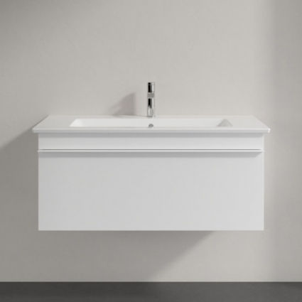 Тумба для комплекта Villeroy & Boch Venticello 95 glossy white, с белой ручкой, подвесная, с ящиками