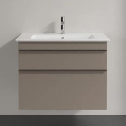Тумба для комплекта Villeroy & Boch Venticello 80 truffle grey, с ручками хром, подвесная, с ящиками