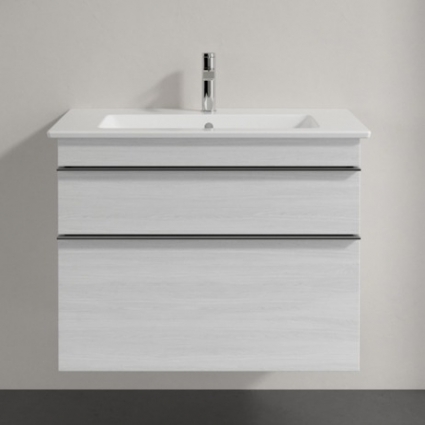 Тумба для комплекта Villeroy & Boch Venticello 80 white wood, с ручками хром, подвесная, с ящиками