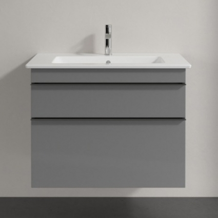 Тумба для комплекта Villeroy & Boch Venticello 80 glossy grey, с ручками хром, подвесная, с ящиками