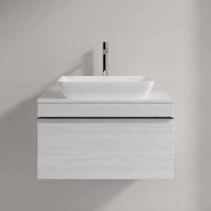 Тумба для комплекта Villeroy & Boch Venticello 75 white wood, с ручкой хром, подвесная, с ящиками
