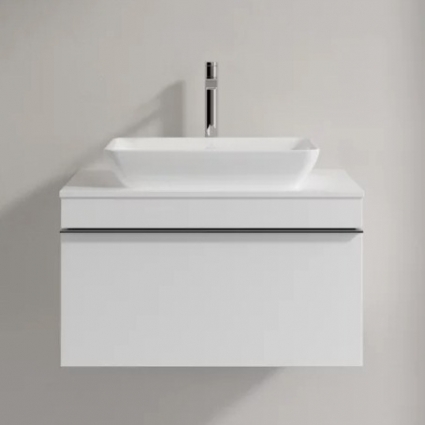 Тумба для комплекта Villeroy & Boch Venticello 75 glossy white, с ручкой хром, подвесная, с ящиками