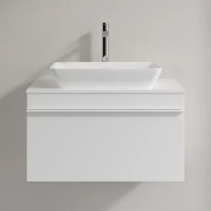 Тумба для комплекта Villeroy & Boch Venticello 75 glossy white, с белой ручкой, подвесная, с ящиками