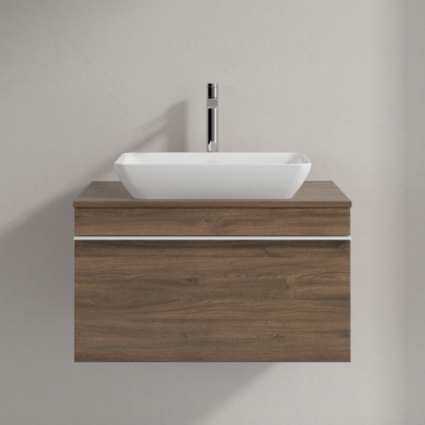 Тумба для комплекта Villeroy & Boch Venticello 75 arizona oak, с белой ручкой, подвесная, с ящиками