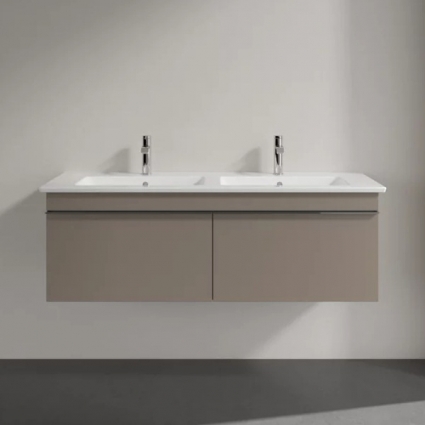Тумба для комплекта Villeroy & Boch Venticello 125 truffle grey, с ручками хром, подвесная, с ящиками