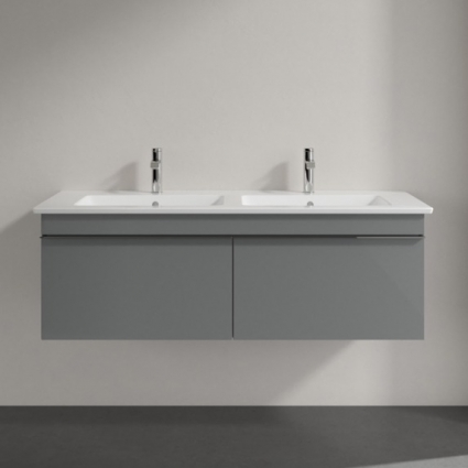Тумба для комплекта Villeroy & Boch Venticello 125 glossy grey, с ручками хром, подвесная, с ящиками
