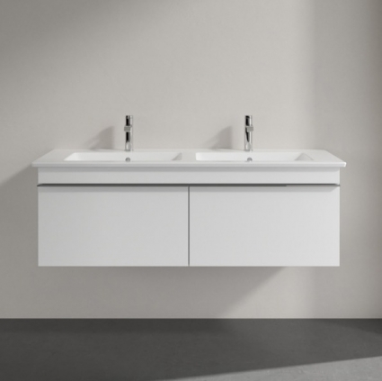 Тумба для комплекта Villeroy & Boch Venticello 125 glossy white, с ручками хром, подвесная, с ящиками