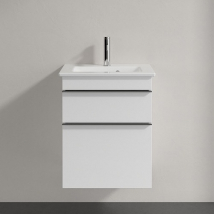 Тумба для комплекта Villeroy & Boch Venticello 46 gossy white, с ручками хром, подвесная, с ящиками