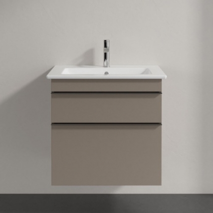 Тумба для комплекта Villeroy & Boch Venticello 60 truffle grey, с ручками хром, подвесная, с ящиками