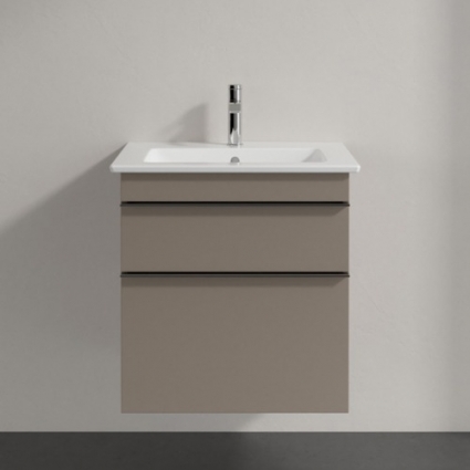 Тумба для комплекта Villeroy & Boch Venticello 55 truffle grey, с ручками хром, подвесная, с ящиками