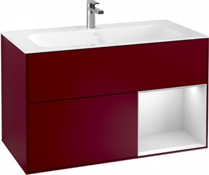 Тумба для комплекта Villeroy & Boch Finion G040MTHB 100 с подсветкой и освещением стены, подвесная, с доводчиками