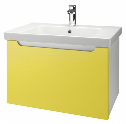 Тумба для комплекта Dreja Color 60 желтый глянец с ящиками, подвесная