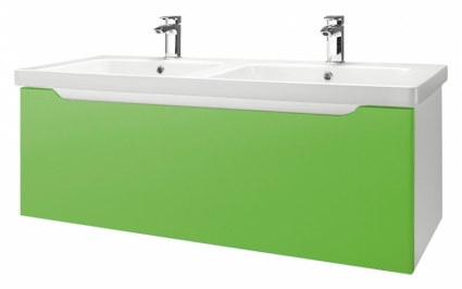 Тумба для комплекта Dreja Color 125 зеленый глянец с ящиками, подвесная