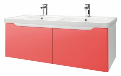 Тумба для комплекта Dreja Color 125 2 ящика оранжевый глянец подвесная, с доводчиками