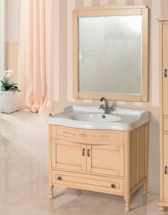 Мебель для ванной BelBagno Novanta bianco antico напольная, ручки темное серебро
