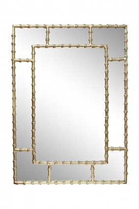  Зеркало Garda Decor настенное Бамбук золотого цвета 71x1x99 см,  стиль классический