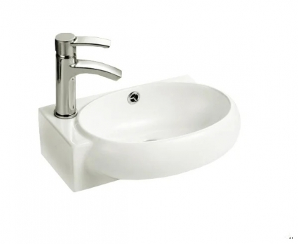 Раковина WeltWasser Aisbach 5011L полукруглая, цвет белый, с переливом