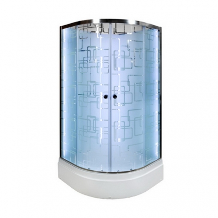 Душевая кабина Deto Em EM2710 N 100 x 100 см, без крыши, с гидромассажем, Led-подсветка, четверть круга, поддон средний