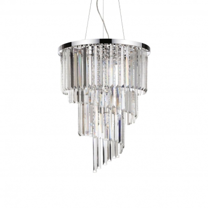 Подвесная люстра Ideal Lux Carlton SP12 Cromo 166247 в современном стиле, цвет хром