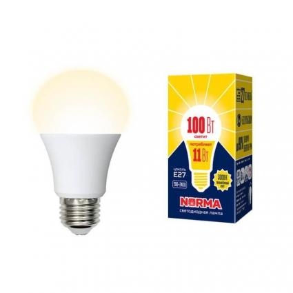 Volpe Лампа светодиодная E27 11W 3000K матовая LED-A60-11W/WW/E27/FR/NR UL-00003787 цвет белый