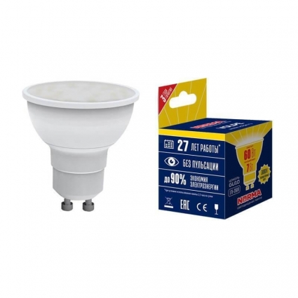 Volpe Лампа светодиодная GU10 7W 3000K матовая LED-JCDR-7W/WW/GU10/NR UL-00003838 цвет белый