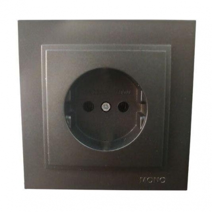 Розетка 2К Mono Electric Despina 16A 250V винтовое подключение графит 102-202022-116 в современном стиле, цвет графит