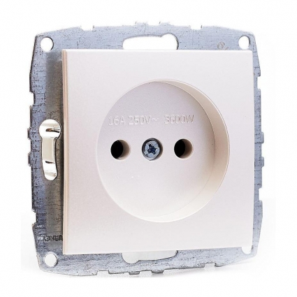 Розетка 2К Mono Electric Despina/ Larissa 16A 250V винтовое подключение жемчуг 500-002522-116 в современном стиле, цвет белый