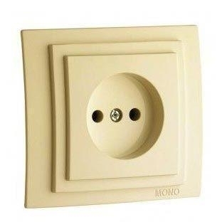 Розетка 2К Mono Electric Larissa 16A 250V винтовое подключение крем 103-171722-116 в современном стиле, цвет кремовый