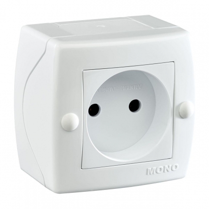 Розетка 2К Mono Electric Octans IP20 16A 250V винтовое подключение белый 104-010106-116 в современном стиле, цвет белый