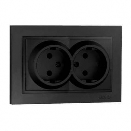 Розетка 2К двойная Mono Electric Despina 16A 250V винтовое подключение графит 102-202005-121 в современном стиле, цвет графит