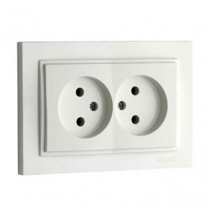 Розетка 2К двойная Mono Electric Despina 16A 250V винтовое подключение жемчуг 102-252505-121 в современном стиле, цвет белый