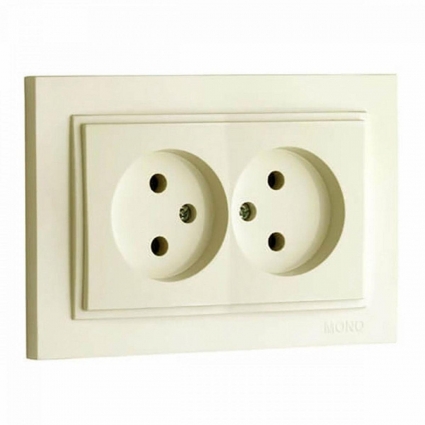 Розетка 2К двойная Mono Electric Despina 16A 250V винтовое подключение крем 102-170005-121 в современном стиле, цвет кремовый