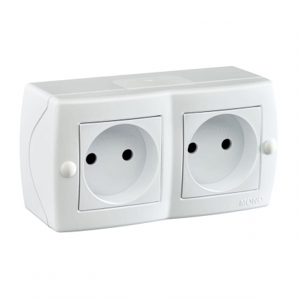 Розетка 2К двойная Mono Electric Octans IP20 16A 250V винтовое подключение белый 104-010106-121 в современном стиле, цвет белый