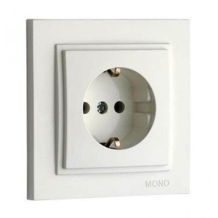 Розетка 2К+З Mono Electric Despina 16A 250V винтовое подключение белый 102-190021-117 в современном стиле, цвет белый