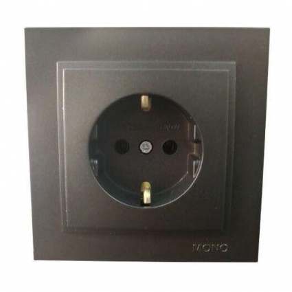 Розетка 2К+З Mono Electric Despina 16A 250V винтовое подключение графит 102-202021-117 в современном стиле, цвет графит