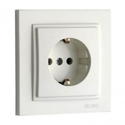 Розетка 2К+З Mono Electric Despina 16A 250V винтовое подключение жемчуг 102-252521-117 в современном стиле, цвет белый
