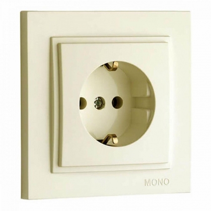 Розетка 2К+З Mono Electric Despina 16A 250V винтовое подключение крем 102-170021-117 в современном стиле, цвет кремовый