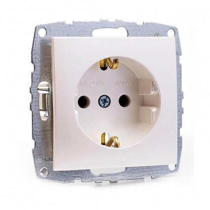 Розетка 2К+З Mono Electric Despina/ Larissa 16A 250V винтовое подключение жемчуг 500-002521-117 в современном стиле, цвет белый