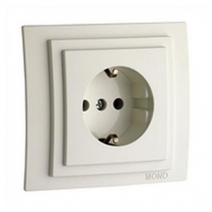 Розетка 2К+З Mono Electric Despina/ Larissa 16A 250V винтовое подключение слоновая кость 500-000121-117 в современном стиле