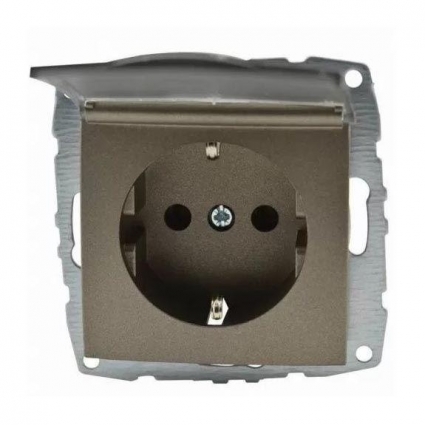 Розетка 2К+З Mono Electric Despina/ Larissa 16A 250V с крышкой винтовое подключение бронза 500-002321-118, в современном стиле, цвет бронза