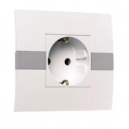 Розетка 2К+З Mono Electric Eсо 16A 250V винтовое подключение белый 101-010107-117 в современном стиле, цвет белый