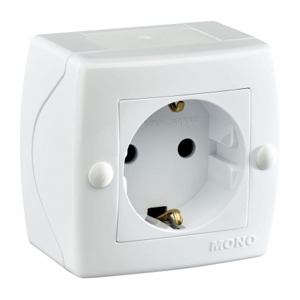 Розетка 2К+З Mono Electric Octans IP20 16A 250V винтовое подключение белый 104-010107-117 в современном стиле, цвет белый