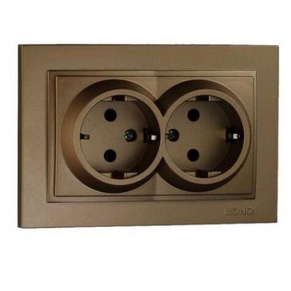 Розетка 2К+З двойная Mono Electric Despina 16A 250V винтовое подключение бронза 102-232304-120 в современном стиле, цвет бронза