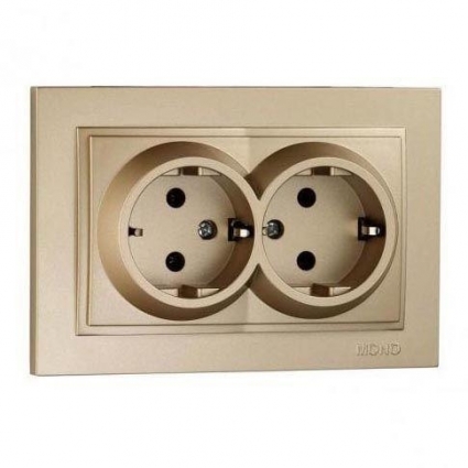 Розетка 2К+З двойная Mono Electric Despina 16A 250V винтовое подключение титан 102-222204-120 в современном стиле, цвет титановый