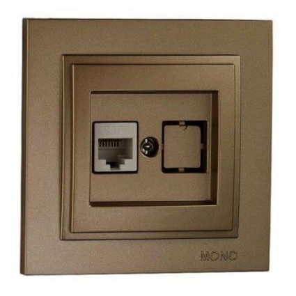 Розетка компьютерная RJ45 Mono Electric Despina 6 кат бронза 102-232305-125 в современном стиле, цвет бронза