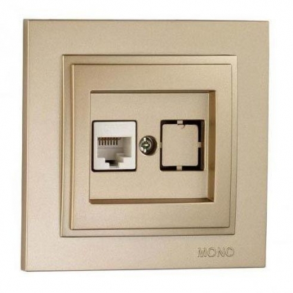 Розетка компьютерная RJ45 Mono Electric Despina 6 кат титан 102-222205-125 в современном стиле, цвет титановый