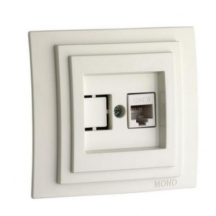 Розетка компьютерная RJ45 Mono Electric Despina/ Larissa 6 кат слоновая кость 500-000105-125 в современном стиле