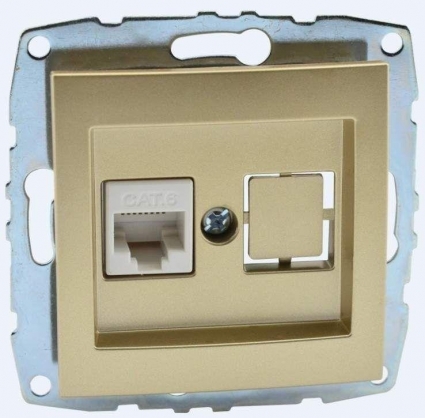 Розетка компьютерная RJ45 Mono Electric Despina/ Larissa 6 кат титан 500-002205-125 в современном стиле, цвет титановый